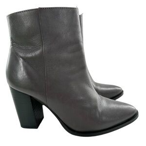 Dune Prestonn womens ankle booties size 7 38 gray leather zip up boots